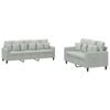 vidaXL Sofa Set with Cushions 2-Seater Sofa Couch 2 Piece Light Grey Velvet