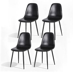 1 Set of 4 Artiss Dining Chairs PU Leather Black