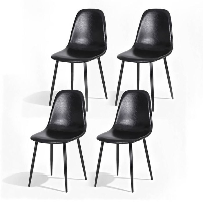1 Set of 4 Artiss Dining Chairs PU Leather Black