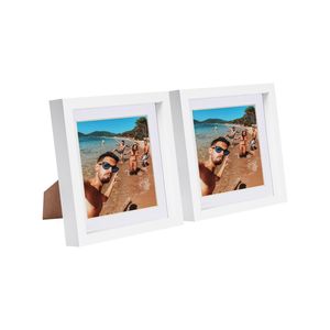 Nicola Spring 8" X 8" White 3d Box Photo Frames - 6" X 6" Mount - Pack Of 2