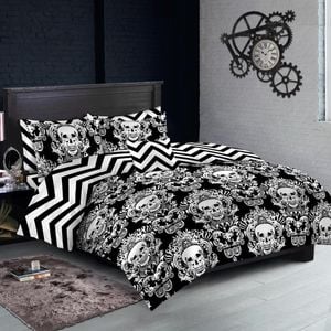 Luxor Single Dark Skull Design Cotton Soft Quilt/Doona/Duvet Cover  Set