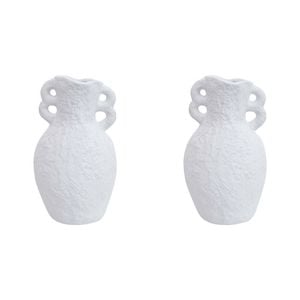 2PK LVD Ceramic Vase Home/Room Decor 18.5cm Textured White