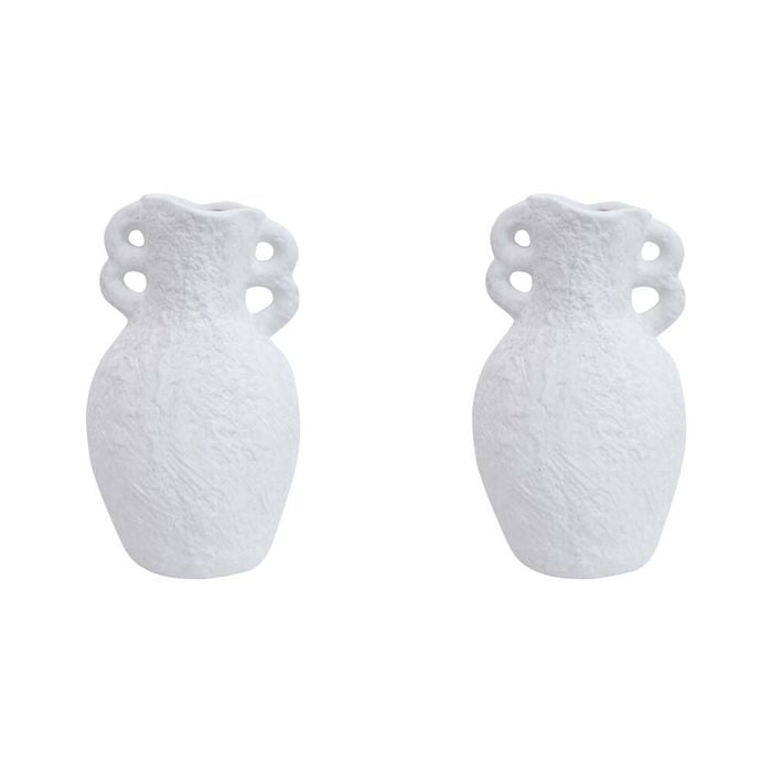2PK LVD Ceramic Vase Home/Room Decor 18.5cm Textured White