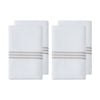 2x 2pc Grosvenor House 500TC Hotel Embroidered Standard Pillowcase White & Taupe