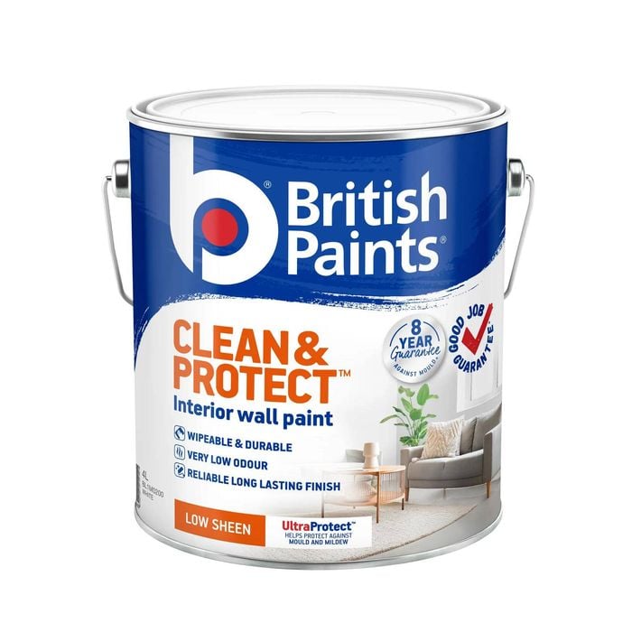 British Paints Clean And Protect White Low Sheen - 4L