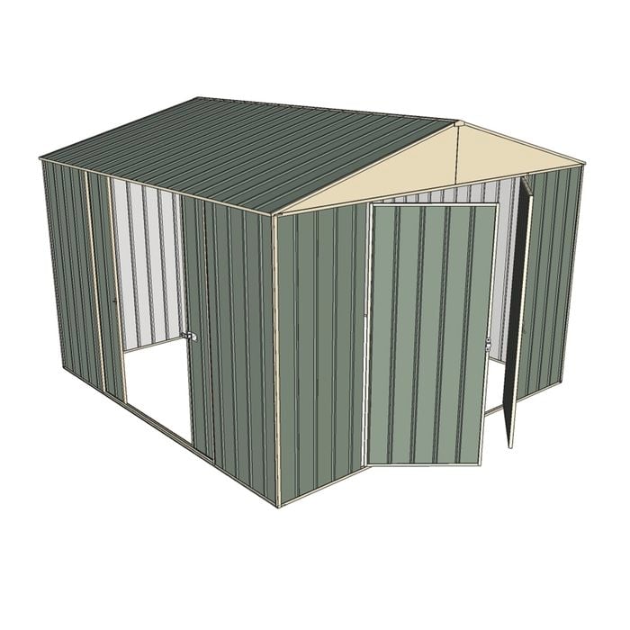 Build-a-Shed 3.0 x 3.0 x 2.3m Double Hinge and Double Sliding Door Shed - Green