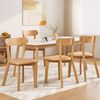 HOMFURN Set of 4 Rubber Wood Dining Chairs, Curved Backrest, Natural Finish, 150kg Capacity, Anti-Slip Feet