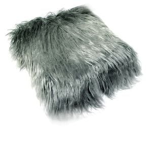 Faux Fur Long Hair Throw Rug 2 Tone Silver Grey