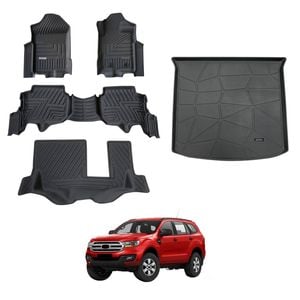 AUSGO Floor Mats & Boot Liner Set for Ford Everest UA Series 2015-2022 Car Floor Liners Cargo Mat