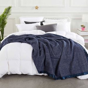 Alastairs Australian Merino Wool Blanket Navy - Double
