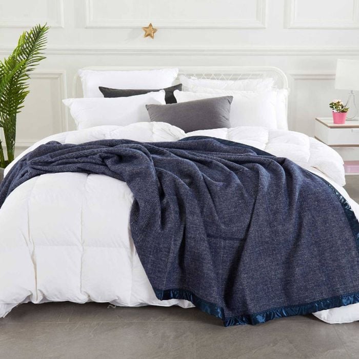 Alastairs Australian Merino Wool Blanket Navy - Double