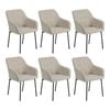 Oikiture Set Of 6 Dining Chairs Kitchen Accent Armchairs Linen Fabric Beige