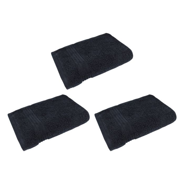 3x Bas Phillips Valencia Zero Twist Cotton Hand Towel 40 X 60cm Black