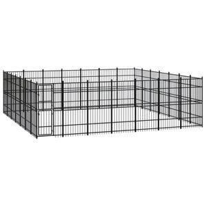 vidaXL Outdoor Dog Kennel Steel Garden Puppy Pet Enclosure Supply Cage House