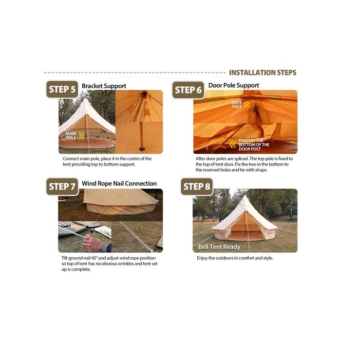 MIUZ 4M 4 Season Bell Tent Waterproof Canvas Glamping Yurt Teepee Tents Bunnings Australia