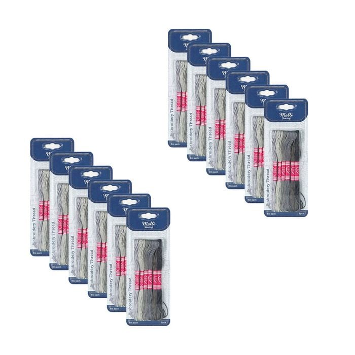 12x 6pc Malli Grey 8m  Sewing Embroidery Cross-stitch Thread