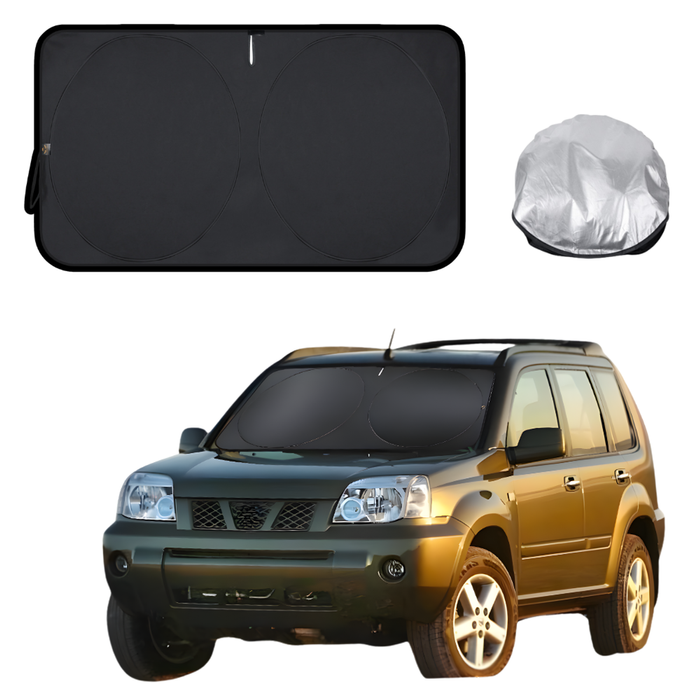 Front Windscreen Sun Shade for Nissan X-TRAIL 2001 - 2007 (T30) - Standard 150 x 85 cm - Black