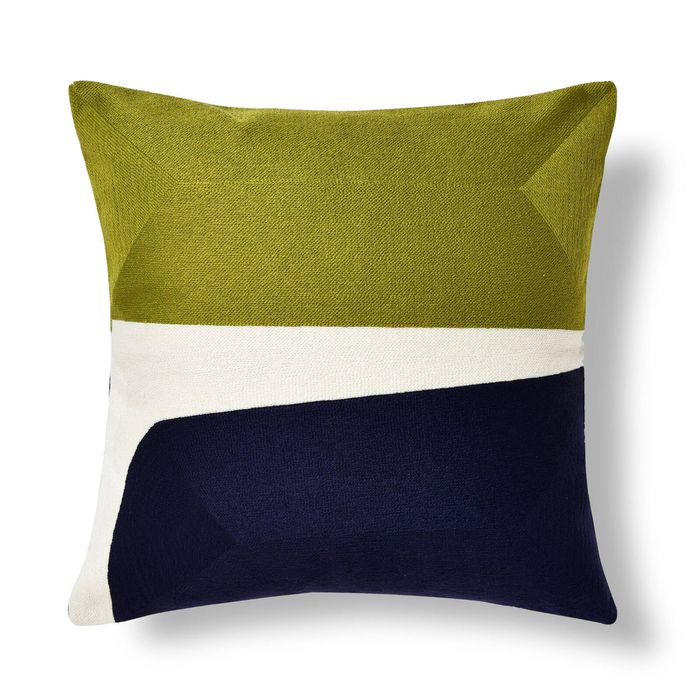 Cadence & Co. Lawrence Crewel Embroidered Cushion 45x45cm Olive/Navy