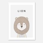 Galrie Charming Minimalist Lion Art Print for Kids' Room Decoration, Poster Only, A4 21 x 30cm (8 x 12inch)