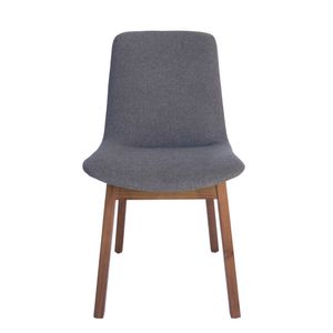 SK Designer Living | Cozy Upholstered Dining Chair | Walnut Legs - Grey Fabric