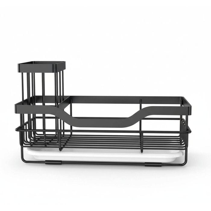 Sponge Holder for Kitchen Sink Organizer with Brush Holder & Drain Tray