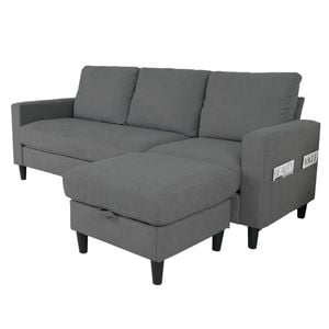 Ufurniture 3 Seaters L-Shaped Sofa Grey