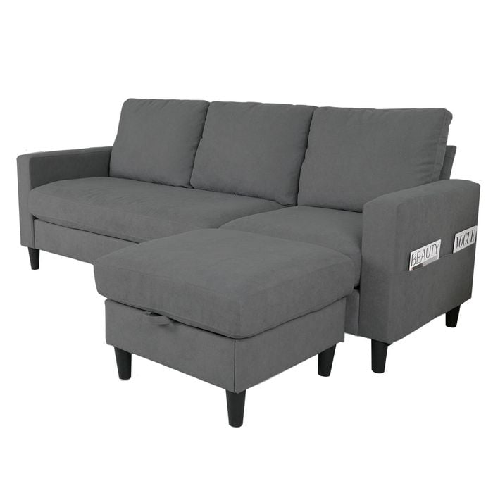 Ufurniture 3 Seaters L-Shaped Sofa Grey