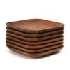 Anygleam Brown 2pcs Square Wooden Plate Serving Tray Food Kitchen Tableware