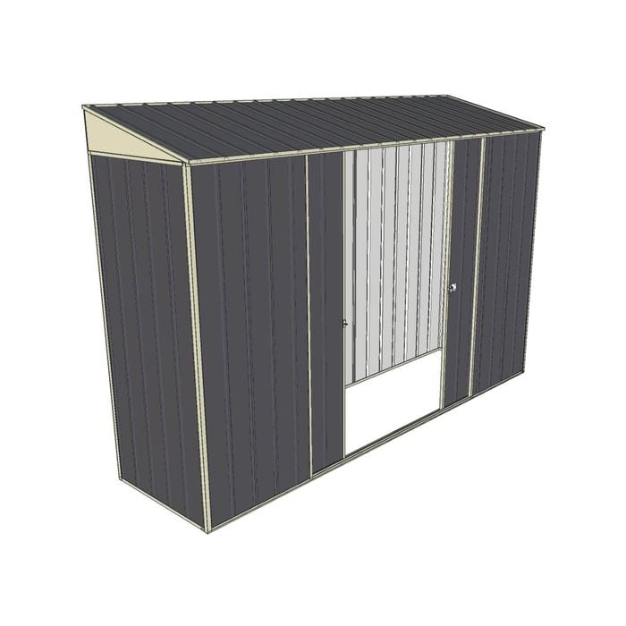 Build-a-Shed 3.0 x 0.8 x 2.0m Double Sliding Door Skillion Shed - Grey