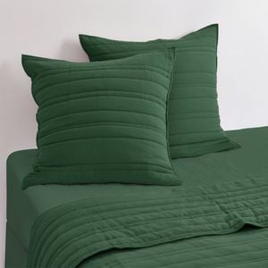Dreamaker Superfine Washed Microfibre Stripe Quilted European Pillowcase Twin Pack Hunter Green