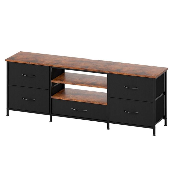 Levede Tv Stand 140cm Cabinet Entertainment Unit 5 Drawers Storage Shelves