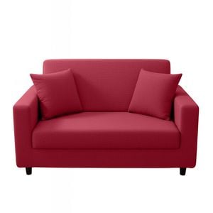 Anyhouz 2 Seater Sofa Cover Plain Red Style And Protection For Living Room Sofa Chair Elastic Stretchable Slipcover