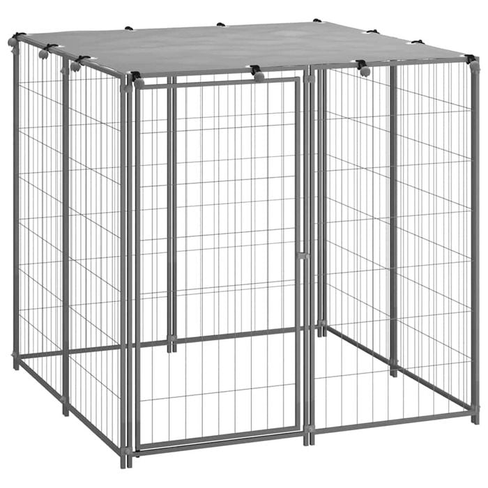 vidaXL Dog Kennel Silver 110x110x110 cm Steel Outdoor Puppy Enclosure Cage