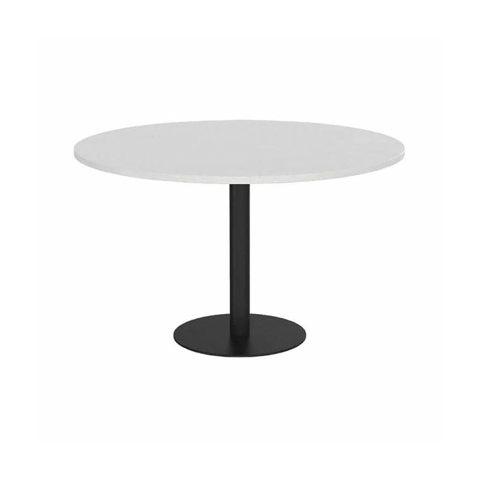 Olg Disc Meeting Table Black Frame White Top 1200mm Diameter