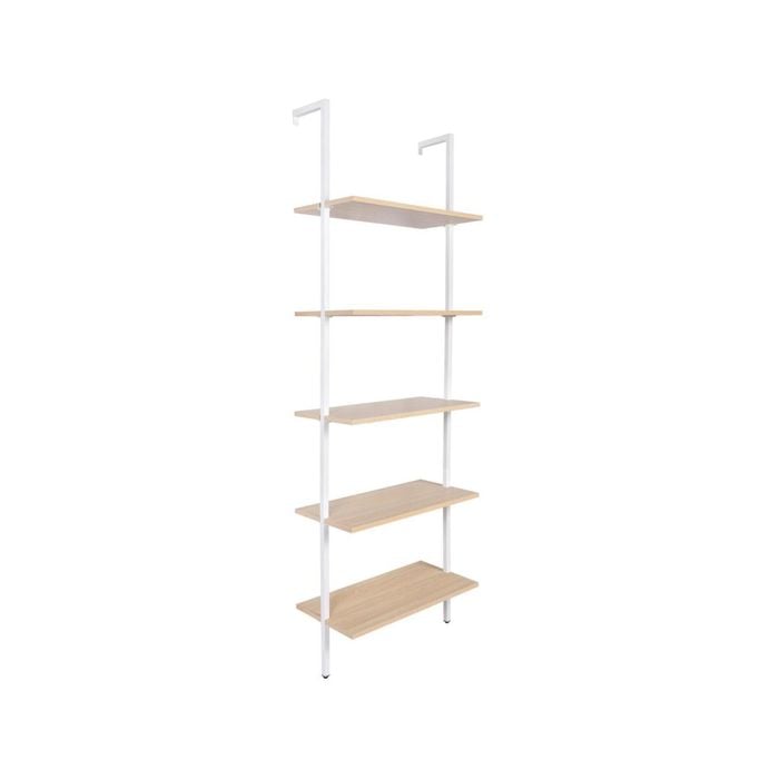 YES4HOMES Industrial Ladder Shelf Wood Wall-Mounted Bookcase Storage Rack Shelves Display