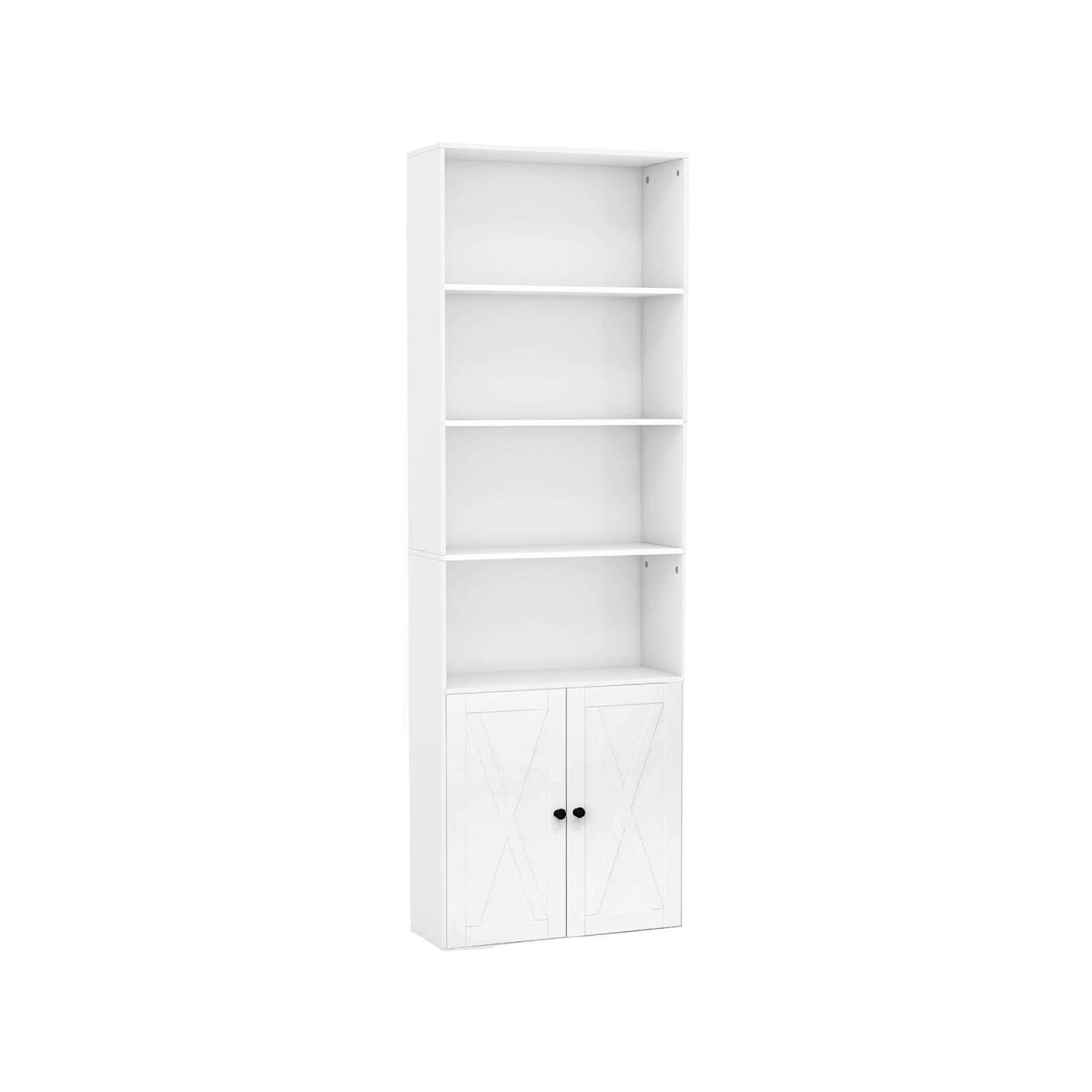 Costway 1.8M Bookcase 6 Tier Display Shelf Storage Cabinet w Adjustable Shelf 2 Doors White Bunnings Australia
