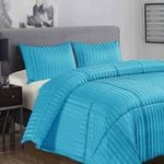 Ramesses 3 Piece Damask Stripe Comforter Set King Aqua