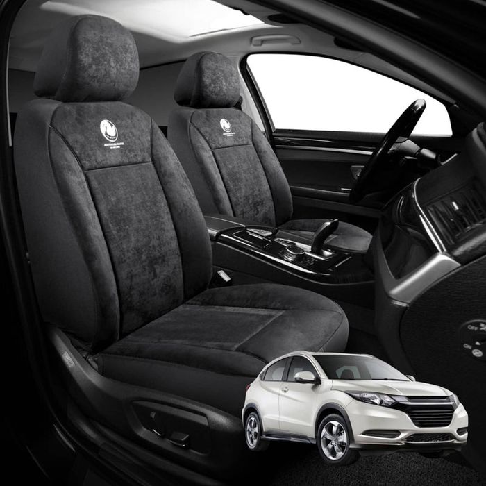 Australian Goose Edition Front Seat Covers for Honda HR-V 2015 - 2021 (RU) - Suede, Universal Fit - Black