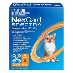 Nexgard Spectra Orange For Very Small Dogs  2-3.5kg  - 6 Pack