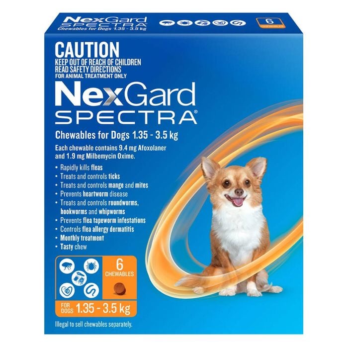 Nexgard Spectra Orange For Very Small Dogs  2-3.5kg  - 6 Pack