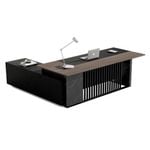 Modern Furniture MADEIRA 220cm Executive Desk - Hazelnut & Black Concrete