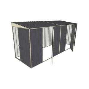 Build-a-Shed 1.5 x 4.5 x 2m Dual Single Hinged Side Door Skillion Shed - Grey