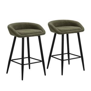 Oikiture Bar Stools Boucle Green X2