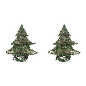 2x LVD Xmas Tree Jingle Festive Christmas Home/Office Decor w/ Led Light 40cm