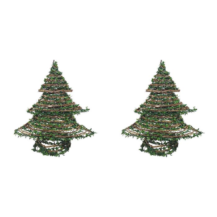2x LVD Xmas Tree Jingle Festive Christmas Home/Office Decor w/ Led Light 40cm