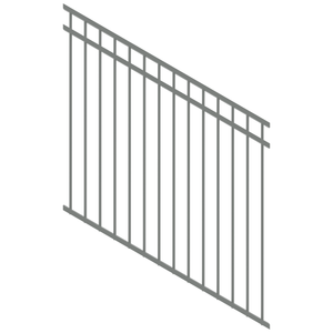 ProtectorAl 350-1200W x 1200H Palladium Silver DTR All Up Pool Fence Panel Raked 16-30º