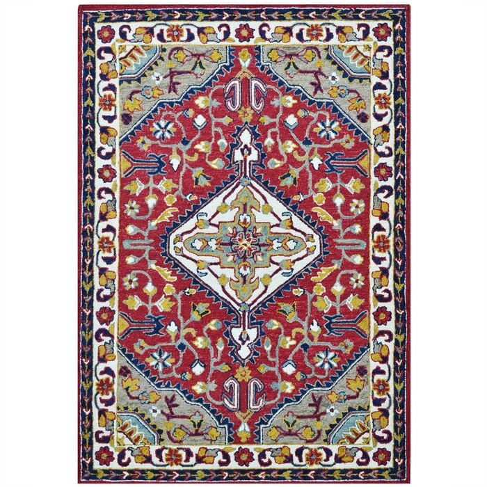 Handmade Lyon Wool Rug-6300-Red Ivory-160x230cm