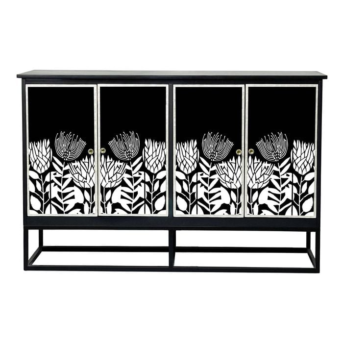 Mother Of Pearl Hand Inlay Midnight Flora Sideboard