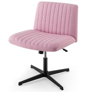 Costway Reclining Leisure Chair Swivel Desk Chair Computer Lounge Chair Pink