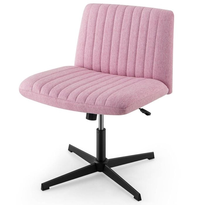 Costway Reclining Leisure Chair Swivel Desk Chair Computer Lounge Chair Pink